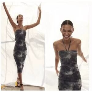 Zara Black and Gray Midi Dress